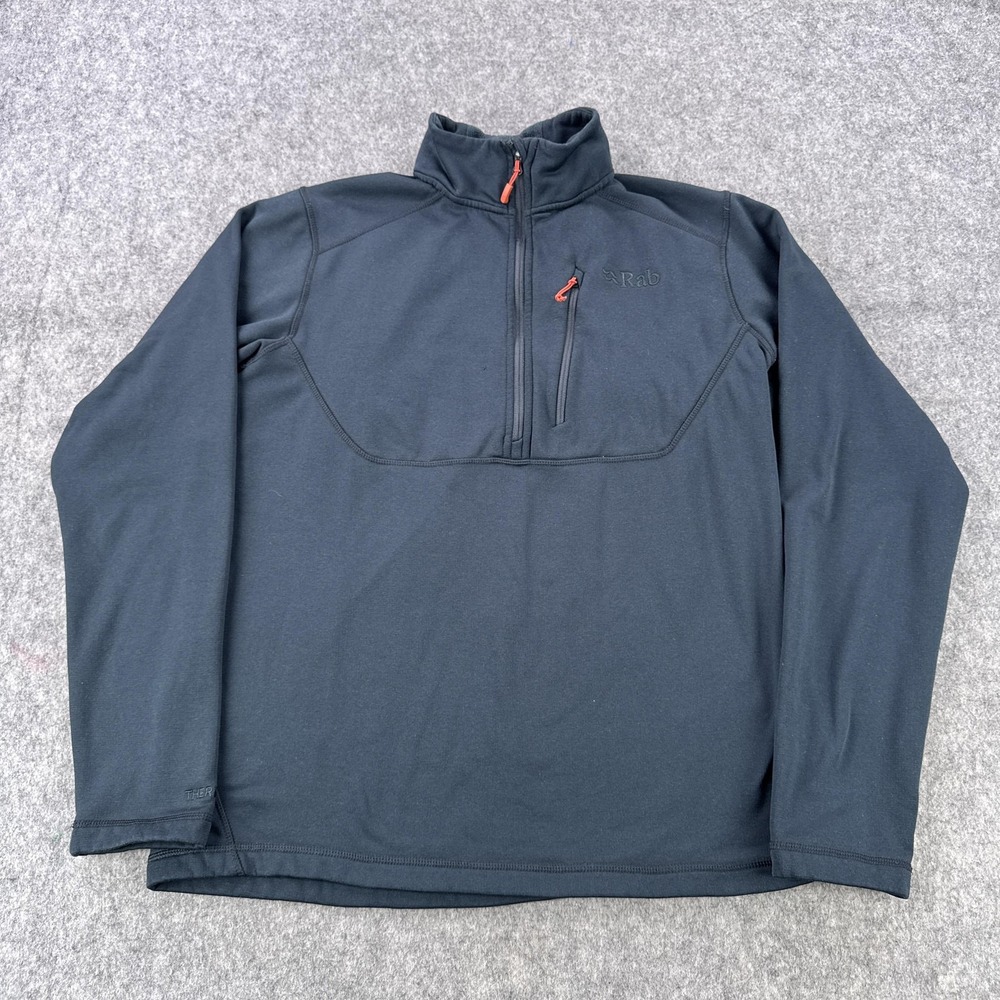 Rab Thermic Pullover Mens Large Gray Quarter Zip Fleece Hiking Stretch Top